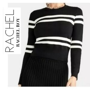 Rachel Roy Black Ivory Striped Top NWT